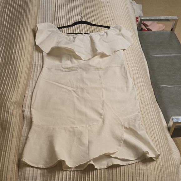 Ashley Stewart Cream Off-Shoulder Mini Dress - Picture 12 of 14